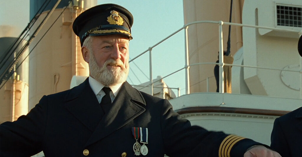 Bernard Hill as Captain Edward Smith, Titanic.