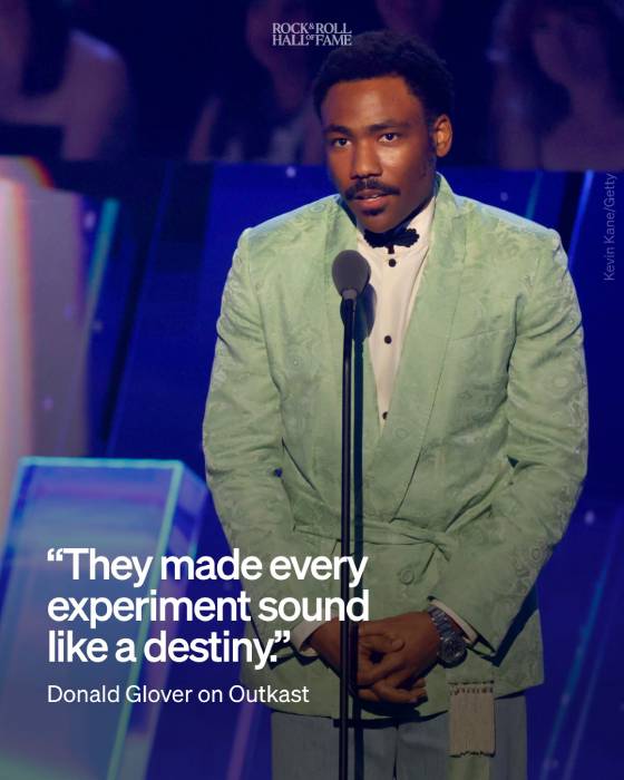 Donald Glover inducts Outkast's André 3000 and Big Boi into the Rock & Roll Hall of Fame.